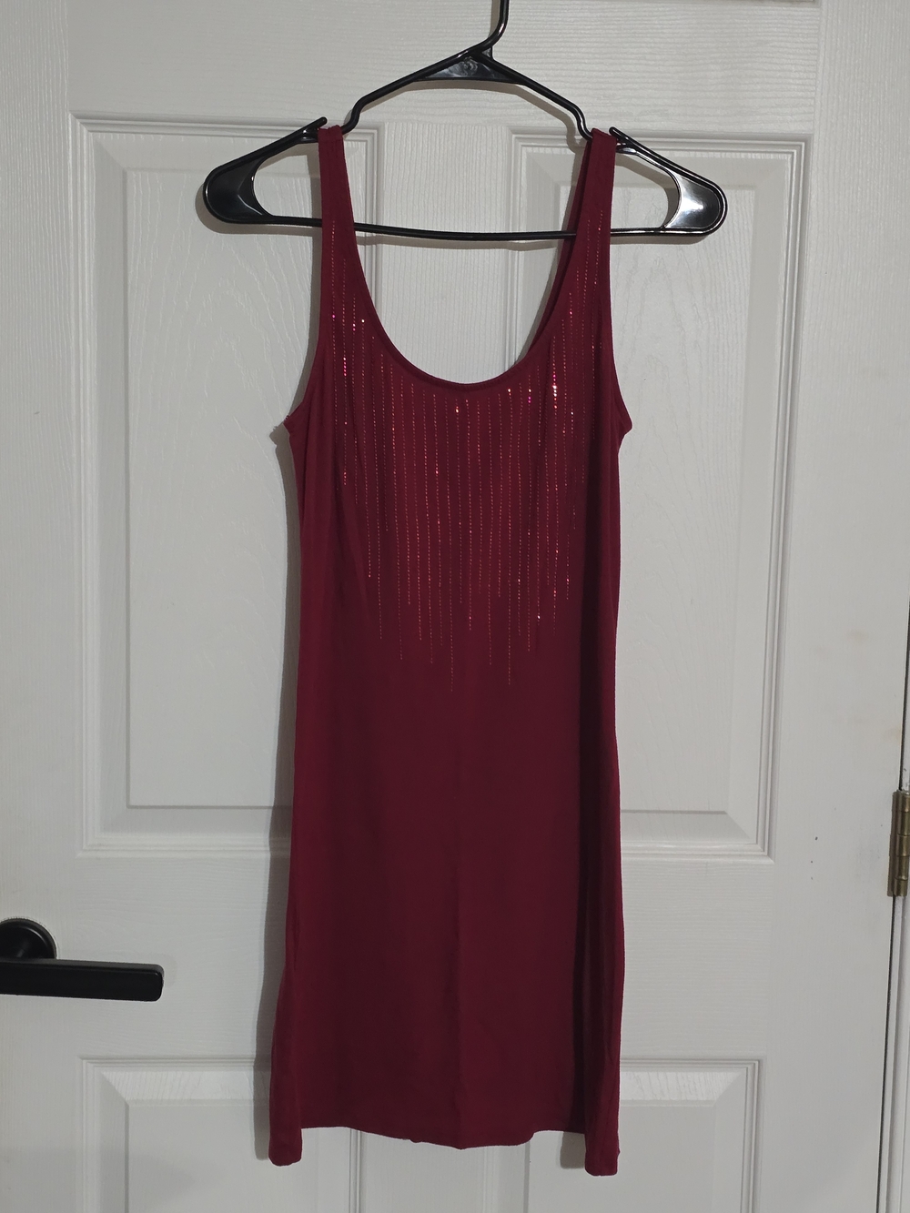 Express Maroon Sequin-Striped Tank Mini Dress